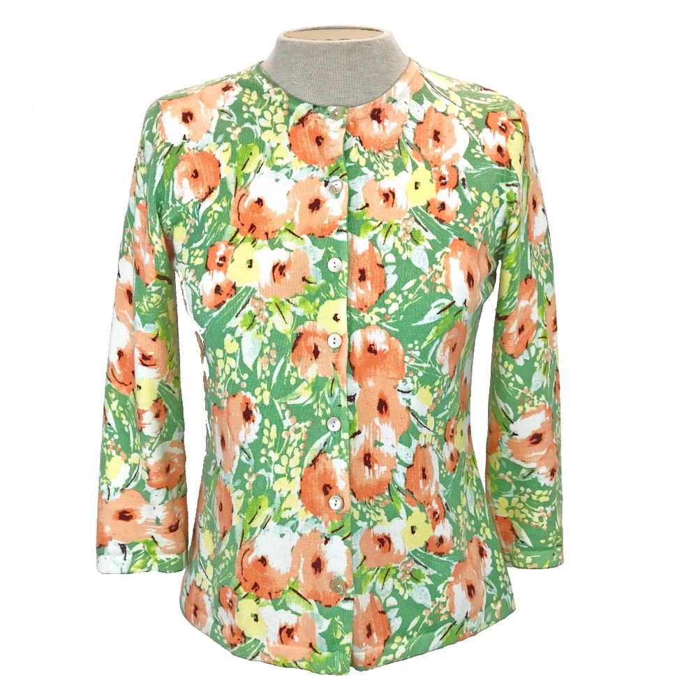 Eddie Bauer Stretch Floral Button Down Cardigan S